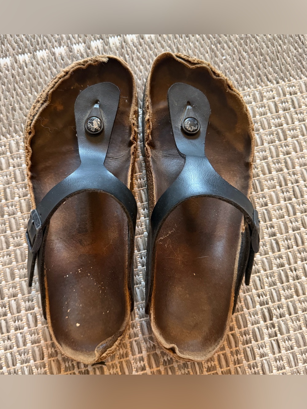 Birkenstock Black Gizeh Birko-Flor Flip-Flop Thong Sandals - size 39